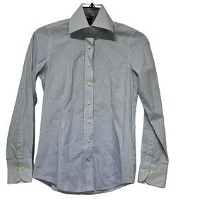 sacoor brothers Mens Size size 34/8 blue geometric button up Dress Shirt
